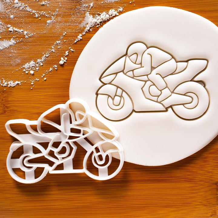 Satz von 3 Motorrad Ausstechformen (Formen: Motorradhelm, Motorradfahrer, und Motorrad) 3 Tiel