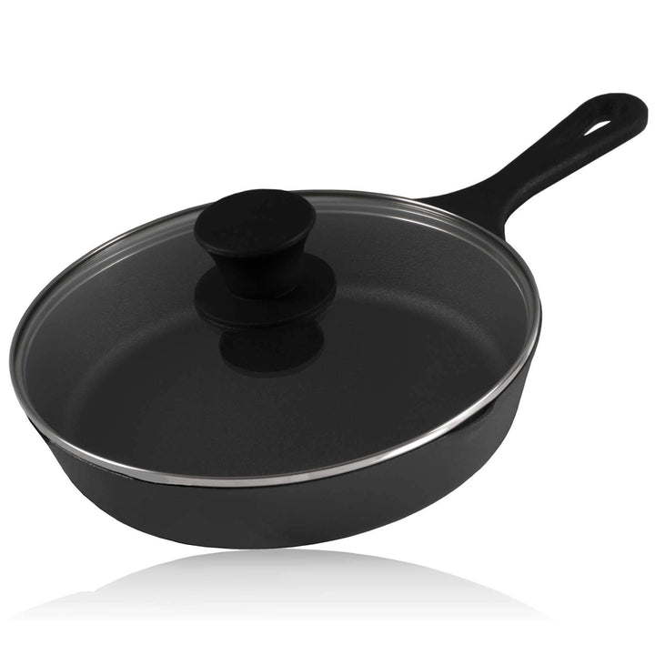 BBQ-Toro Gusseisen Grillpfanne mit Glasdeckel (Ø 19 cm) | Gusseisenpfanne, Grillbratpfanne, Bratpfan