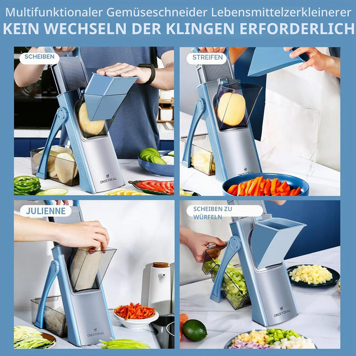 ONCE FOR ALL Gemüseschneider mit Auffangbecken, Gemüsehobel ideal als Pommesschneider &amp; Kartoffelsch