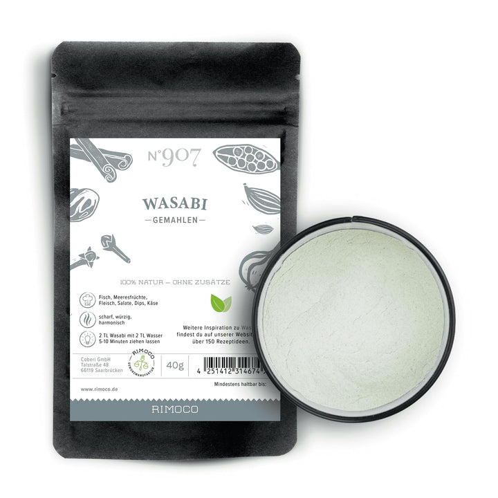 Rimoco N°907 Wasabi Pulver - echte Wasabiwurzel fein gemahlen (100% Wasabia japonica) | Wasabipulver