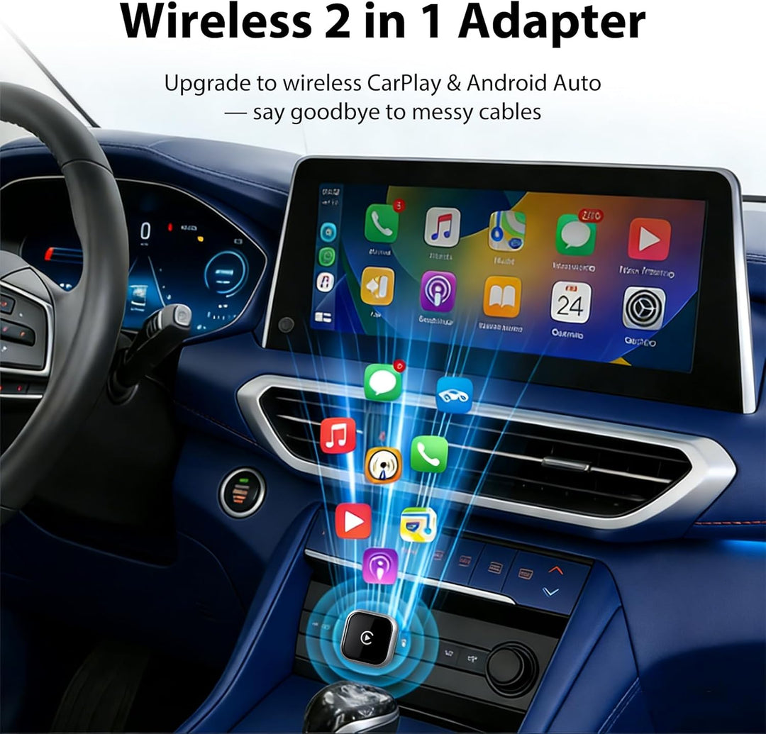 Mini USB Wireless CarPlay Adapter, Auto Multimedia Dongle, kabelloser Android Auto 2 in 1 Adapter, K