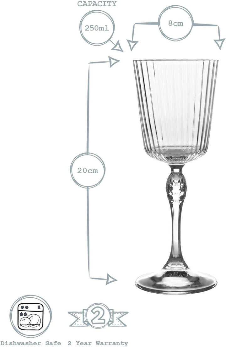 Bormioli Rocco 6 Stück America ‚20s Cocktail-Gläser-Set - Vintage Art Deco Cocktail Weinstielglas Gl