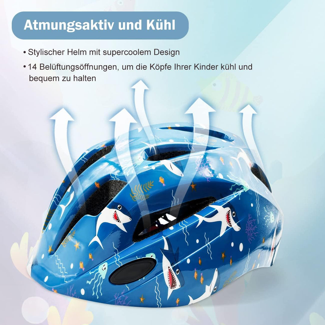 Fahrradhelm Robuster Kinder Helm Verstellbarer Skateboardhelm Radhelm Skaterhelm 52-56CM für Mädchen