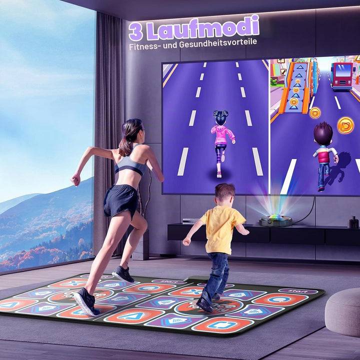 Tanzmatte für TV mit Kamera, Doppel-Tanzmatte für Kinder und Erwachsene, Dance Mat mit 4-Taste, 6-Ta