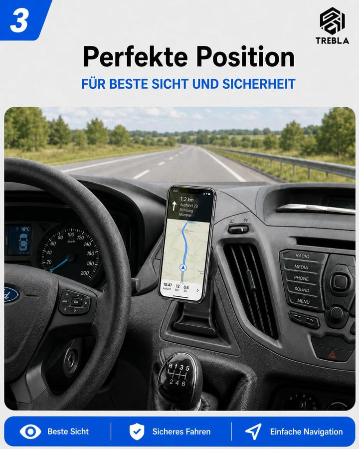 Generisch Handyhalterung kompatibel mit iPhone 15 14 13 12 – für Ford Transit & Transit Custom 2012-