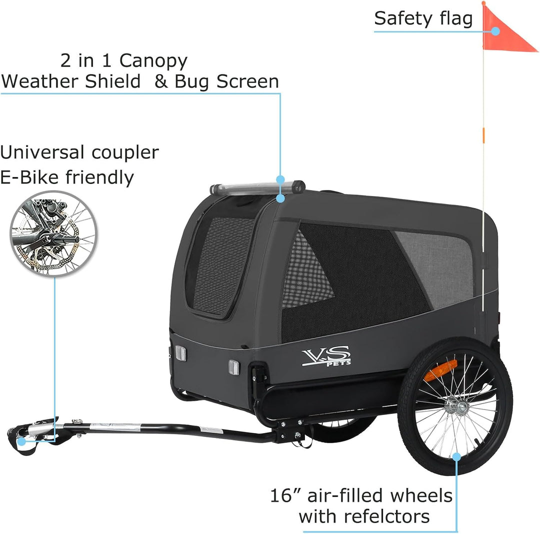 Tiggo VS Pets L Hundeanhänger gross Fahrradanhänger für mittelgrosse und grosse Hunde bis 35 kg, Kla