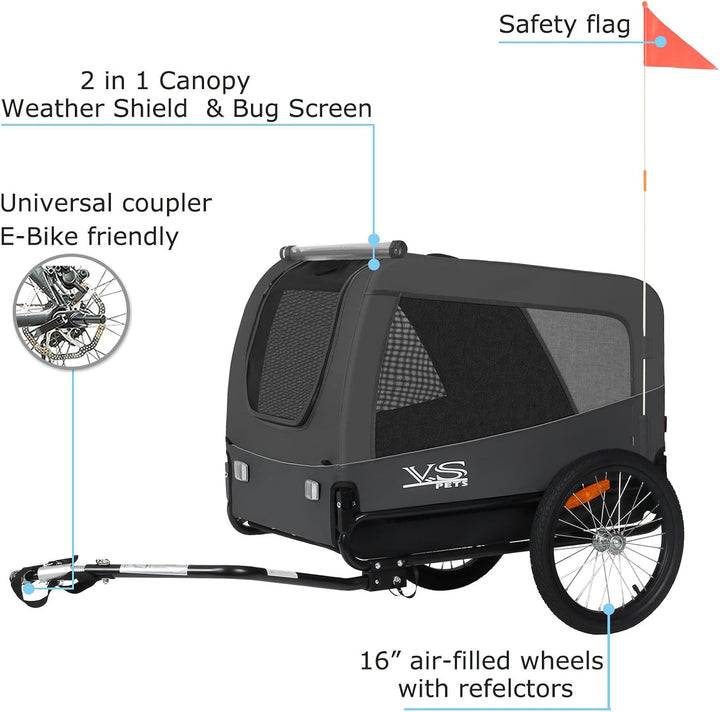 Tiggo VS Pets L Hundeanhänger gross Fahrradanhänger für mittelgrosse und grosse Hunde bis 35 kg, Kla