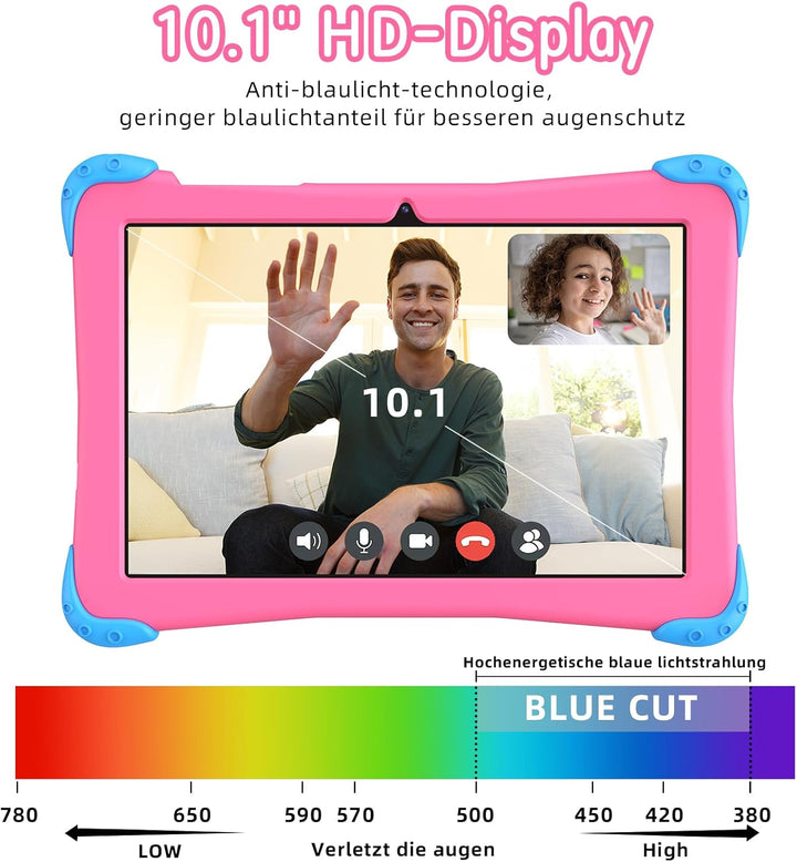 EagleSoar Kinder Tablet 10 Zoll Android 14 mit Gehäuse, Octa-Core 10GB + 64GB / 512GB Erweiterung mi