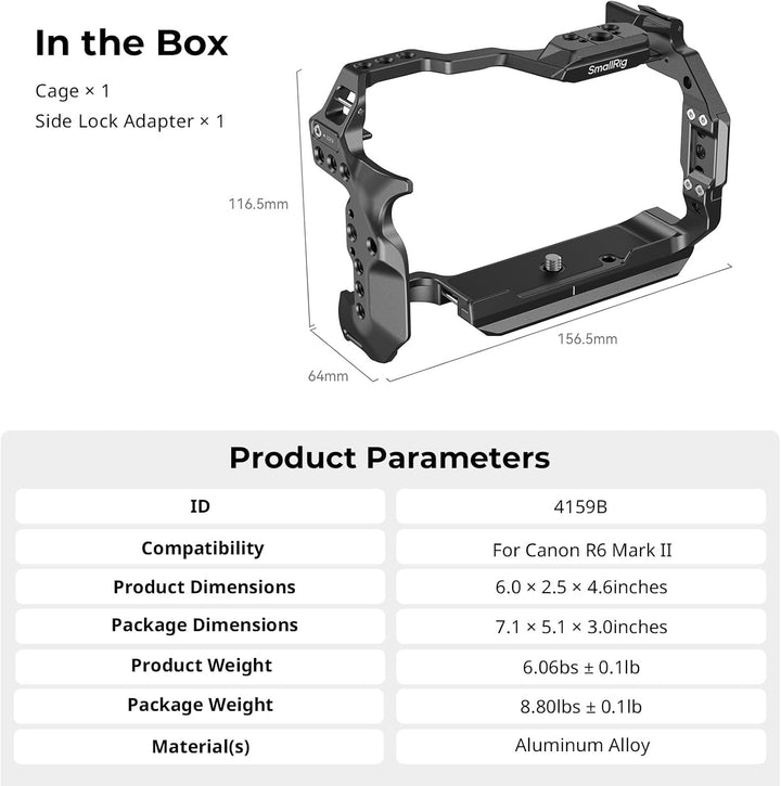 SMALLRIG R6 Mark II Kamerakäfig für Canon, Formschlüssiges Videokamera-Rig für Canon R6 Mark II, Ein