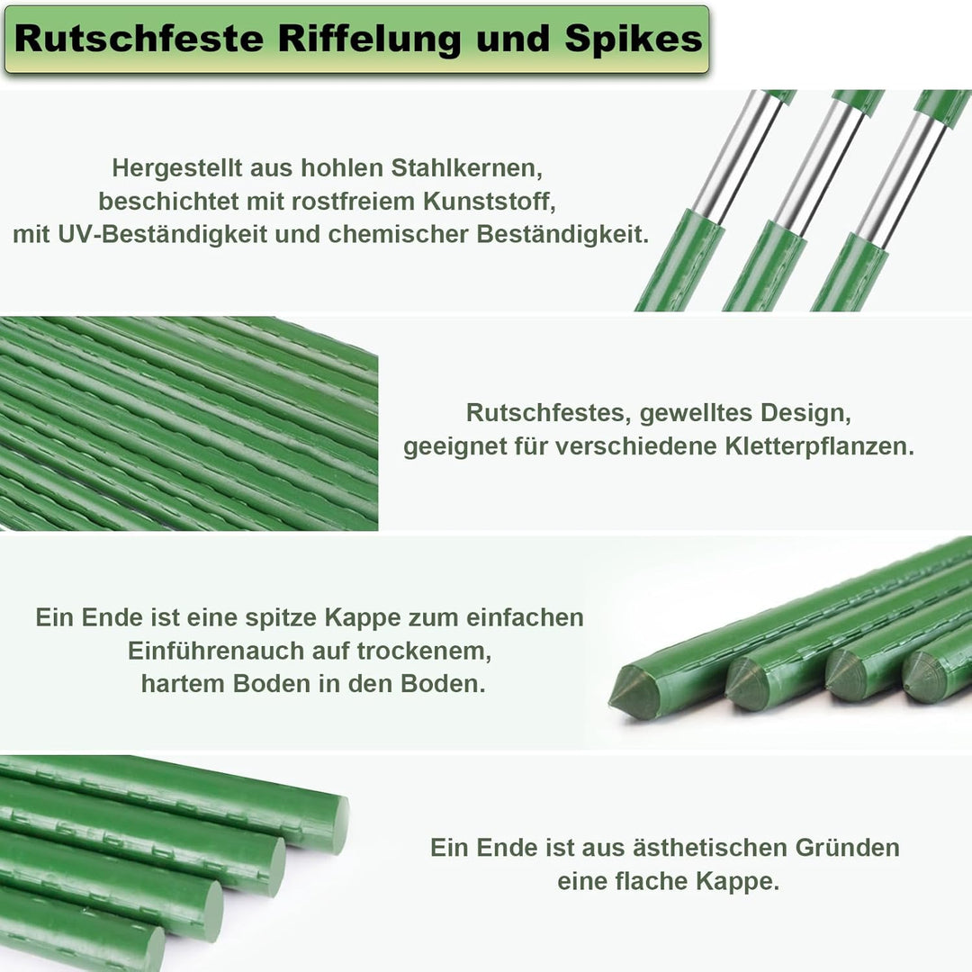 20x Pflanzstäbe Rankhilfe, Kunststoff Beschichtetes Stahlrohr Rostfrei Pflanzenstab, Pflanzstab mit