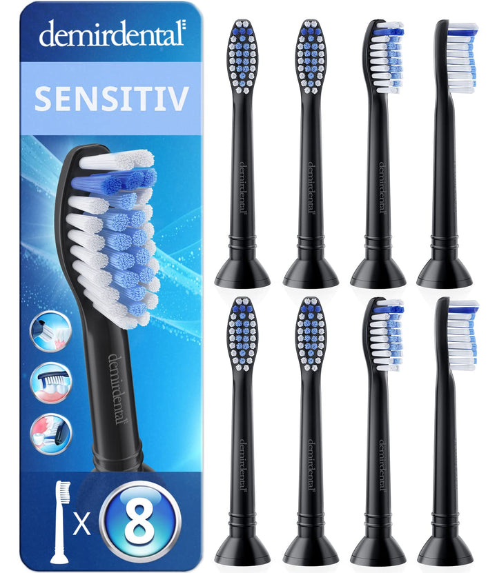 8er demirdental Sensitive Aufsätze passend für Philips Sonicare Ersatzbürsten, Weiche Bürstenköpfe f
