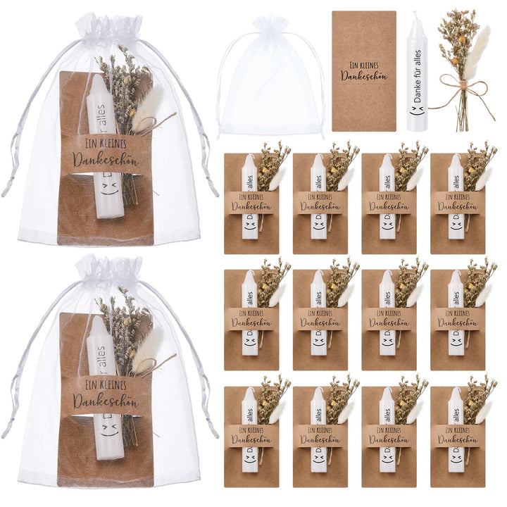 Tenare 12 Sets Dankeschön Geschenk für Kollegen Danke für Alles Kerzen Stabkerze mit Spruch Trockenb