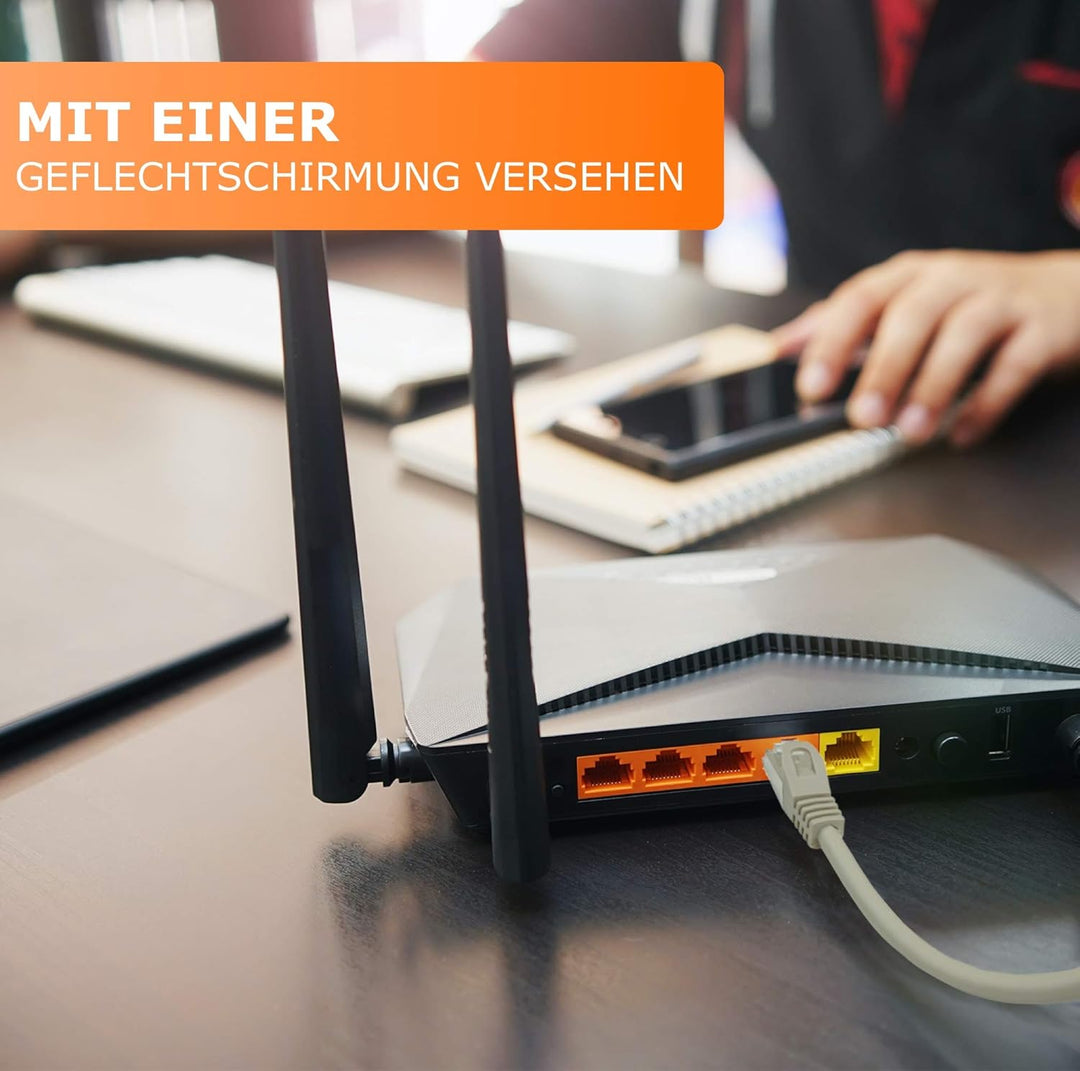 1aTTack.de 30m - grau - 1 Stück CAT.7 Netzwerkkabel Patchkabel SFTP PIMF LSZH Gigabit Lan Kabel 10Gb