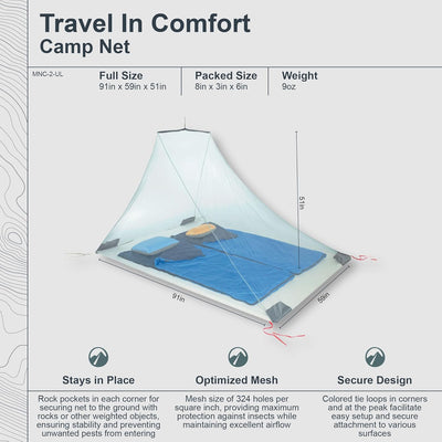 Cocoon Mosquito Outdoor Net Ultralight Silt Green double 230x150 cm, Silt Green double 230x150 cm