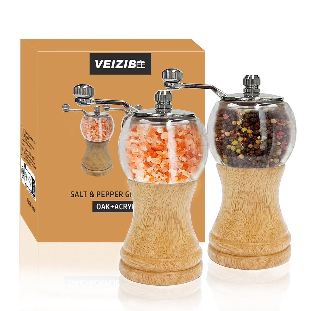 Pfeffermühle und Salzmühle Set, Manuelles Pfeffermühlen, Salz & Pfeffermühlensets Holz Gross, Gewürz