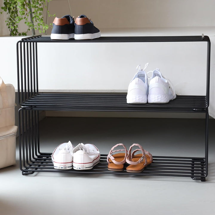 Elegantes Schuhregal Metall (Graphitschwarz) „RODL“ – Moderne Schuhaufbewahrung Schuhablage im elega