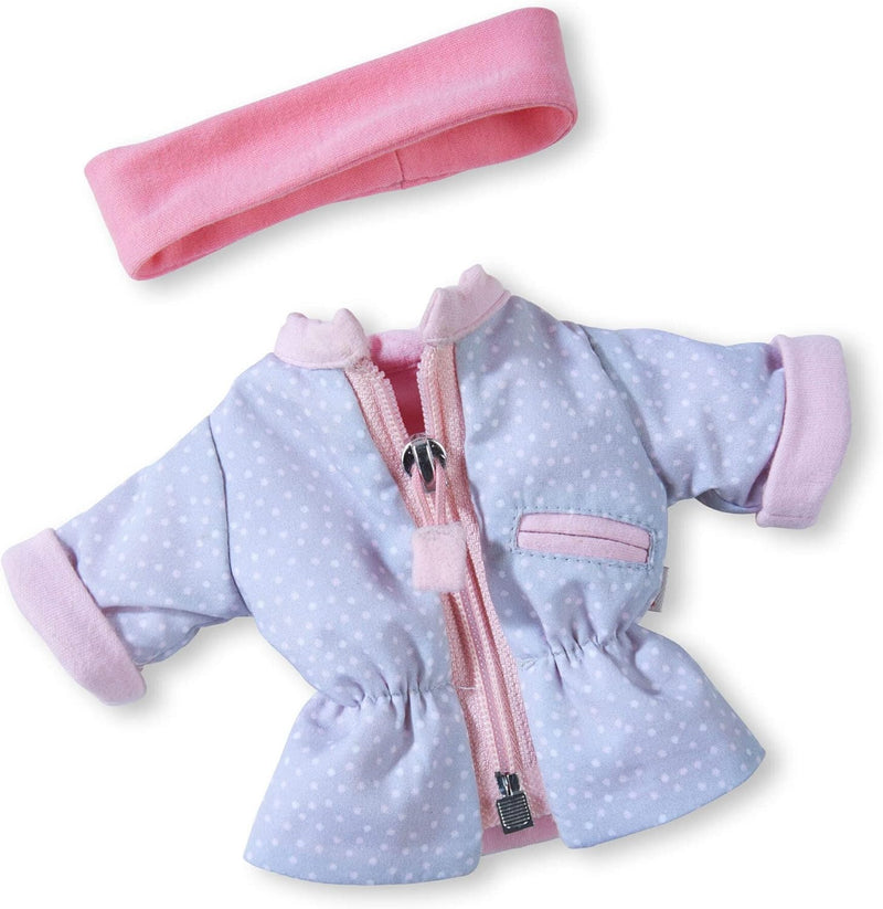 HABA 306547 - Kleiderset Pünktchen-Parka - Kleidung für Puppen bis 32 cm, Set mit Stirnband und Jack