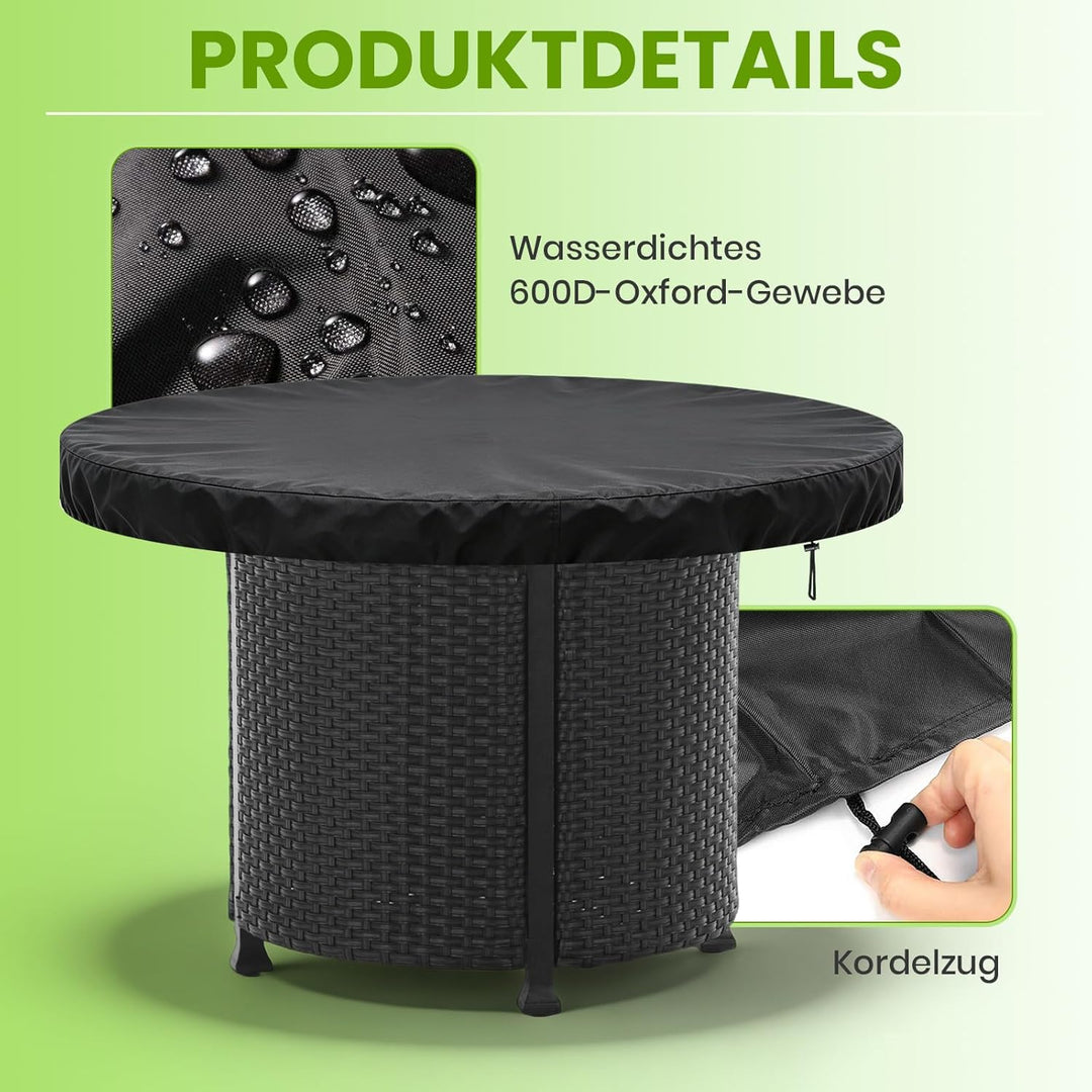 Feuerplatte Abdeckung, 600D Oxford PVC für ø100cm Feuerplatte mit Kordelzug, Rund Grillplatte Feuert