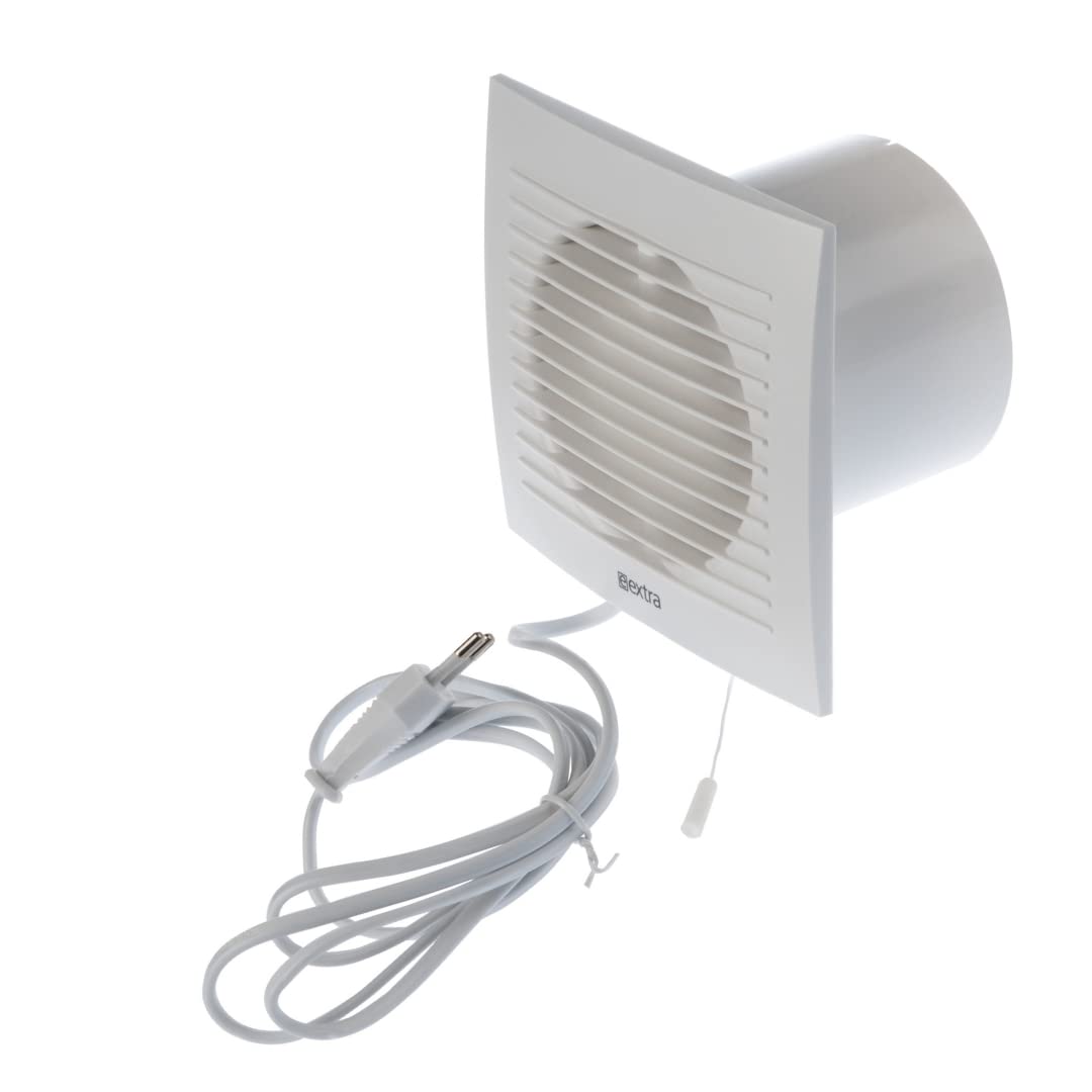 EUROPLAST Ø 100mm Wandventilator Lüfter Abluft Kabel Schalter Ventilator Küche WC Bad - Kunststoff -