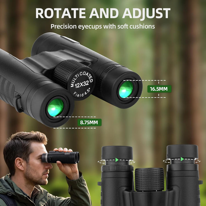12x32 Fernglas für Erwachsene, professionelles HD-Fernglas mit BAK4-Dachkantprismen für Vogelbeobach