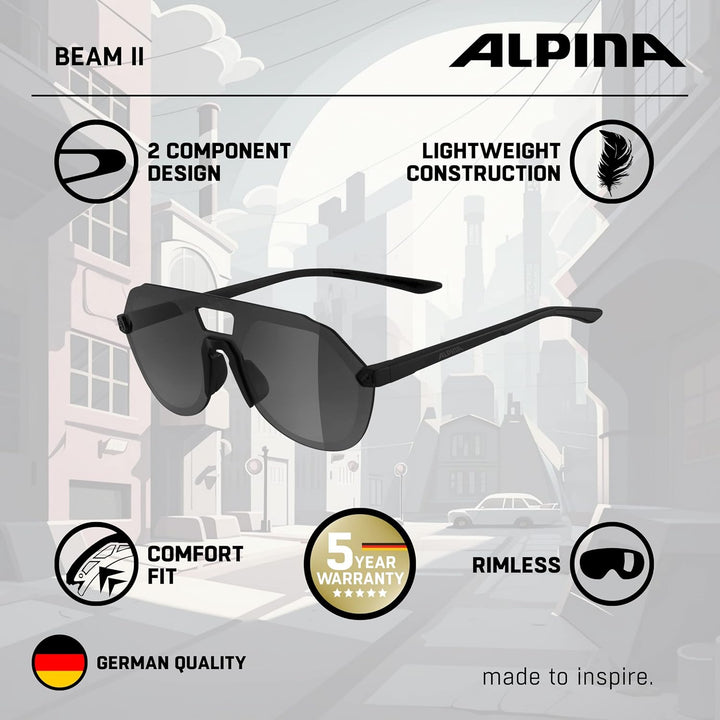 ALPINA Unisex Sonnenbrille Sonnenbrille (1er Pack) Einheitsgrösse Ganz Schwarz Matt, Einheitsgrö