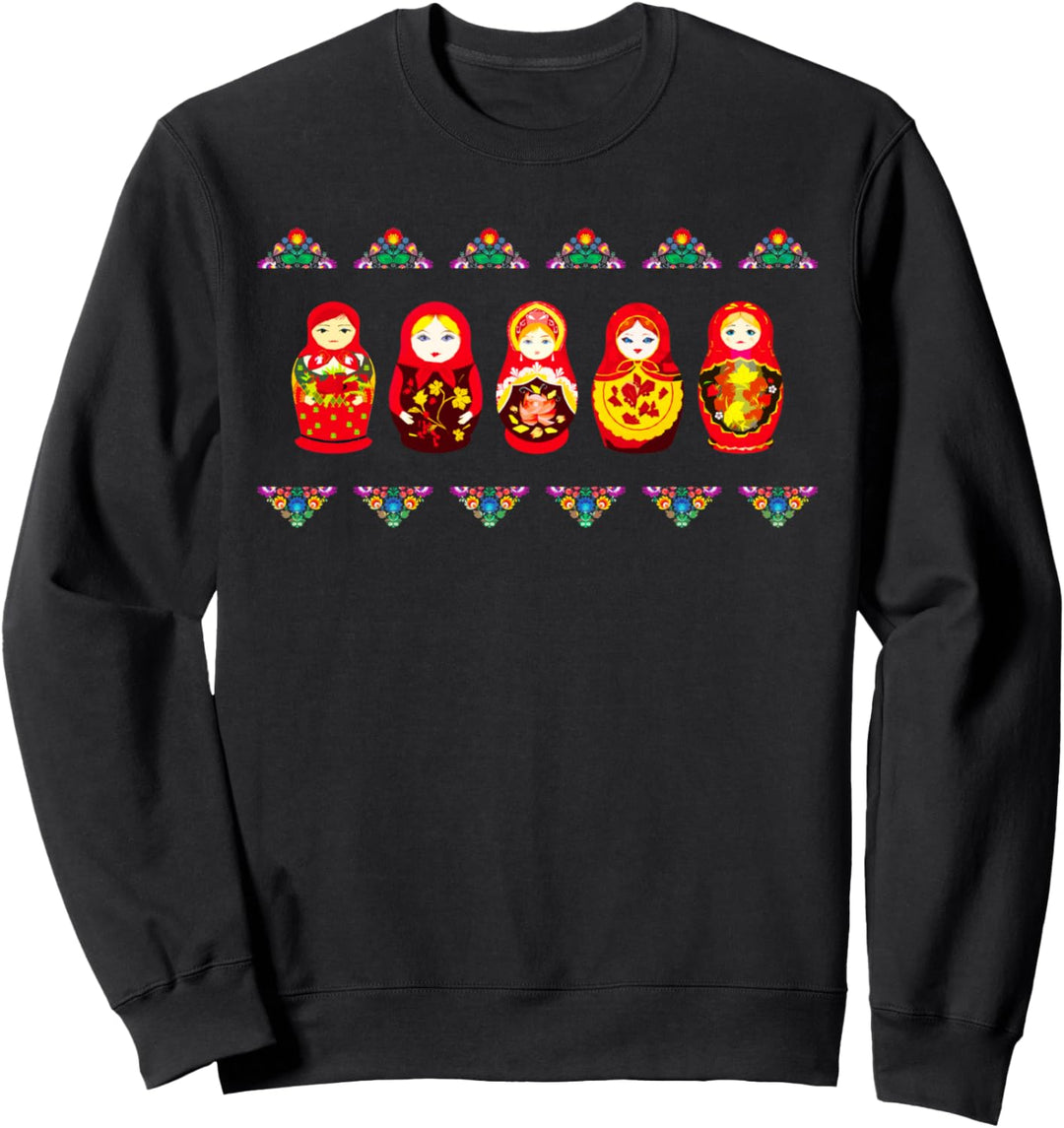 Russische Matrjoschka Babushka Blumen Nistende Puppen Sweatshirt