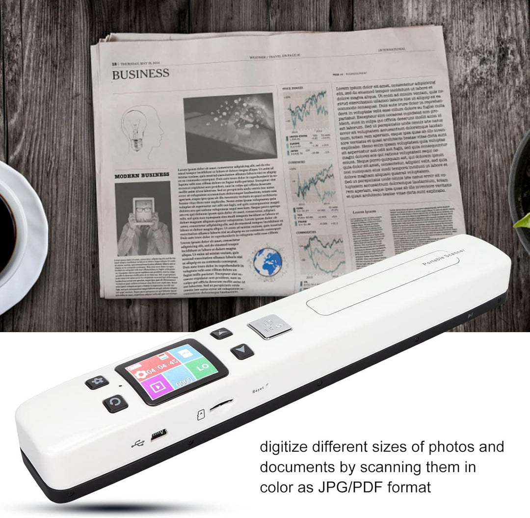 ciciglow Dokumentenscanner, 300 600 1050 DPI Tragbarer Handscanner Monochromatischer Farbmod-Belegsc