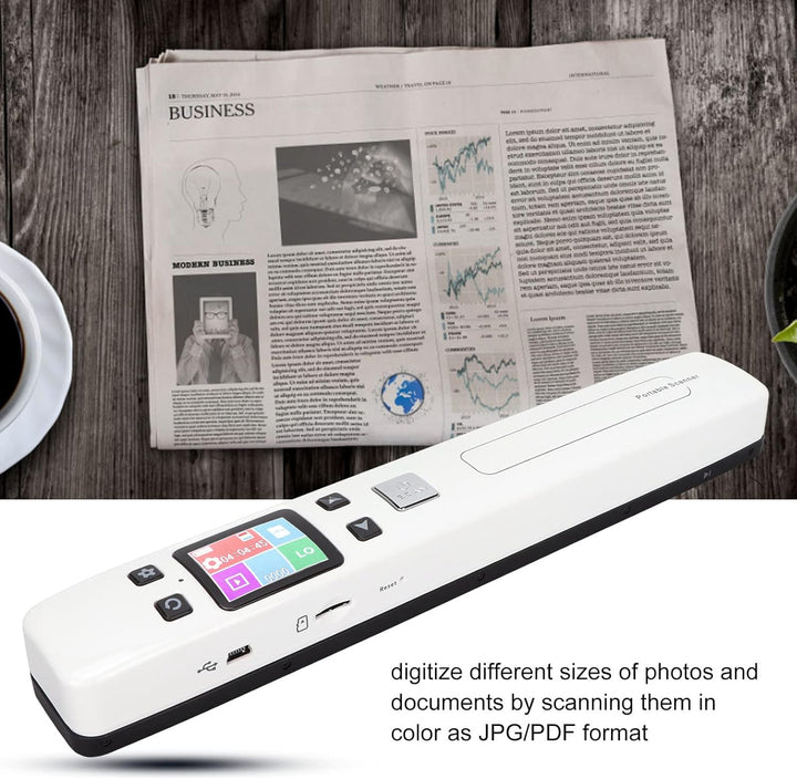 ciciglow Dokumentenscanner, 300 600 1050 DPI Tragbarer Handscanner Monochromatischer Farbmod-Belegsc