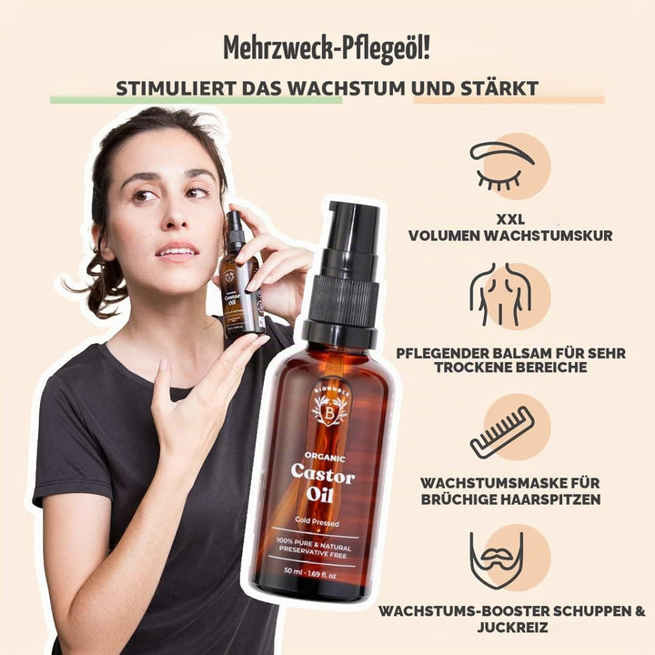 Bionoble Rizinusöl Bio 50ml &amp; Jojobaöl Bio 50ml - 100% Rein, Natürlich und Kaltgepresst - Gesicht, K