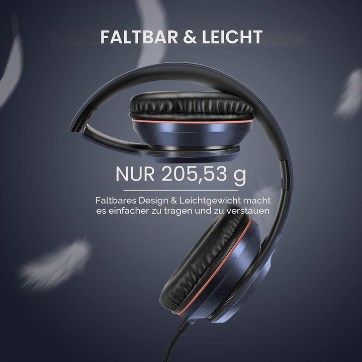 LORELEI X8 Over-Ear-Kopfhörer mit Kabel, mit Mikrofon, 1,45 m, verwicklungsfreier Nylon-Linie und 3,