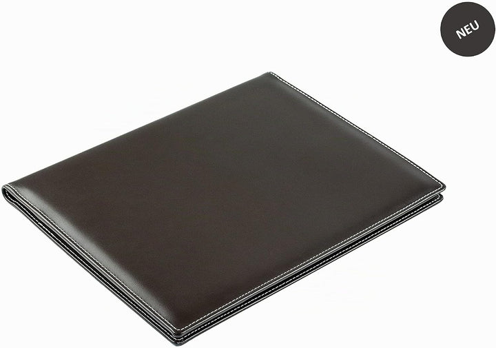DELMON VARONE - Personalisierbare Schreibmappe DIN A4 aus Cambridge Top Grain Leder braun, Organizer