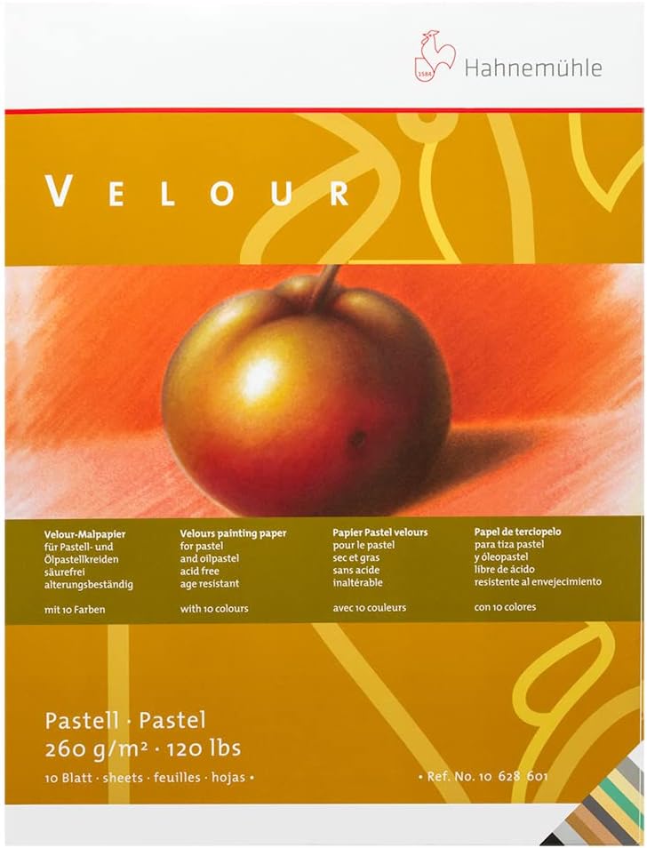 Pastellpapier Velour Block 10Farben 260g/m², 30x40cm, 10Blatt