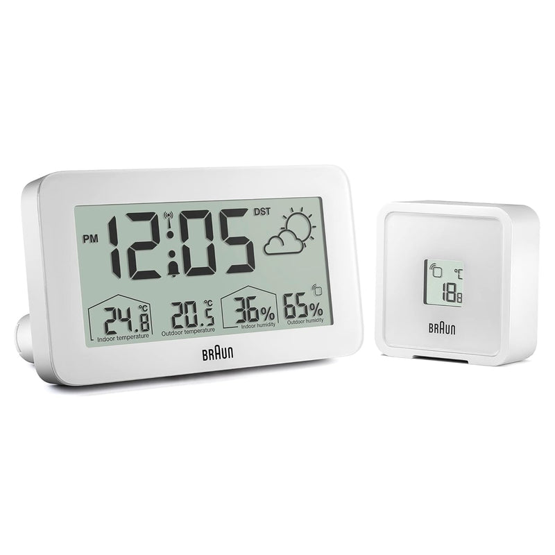 Braun Central European Time Zone (DCF) Digitale Funkwetterstation mit Innen- und Aussentemperatur- u