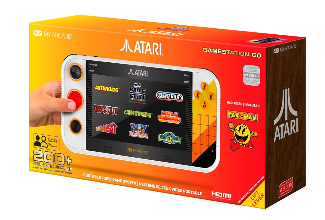 My Arcade Atari Gamestation Go, Console de Jeu Portable Rétro Avec 200+ Jeux, Écran 7 Pouces, Wi-Fi,