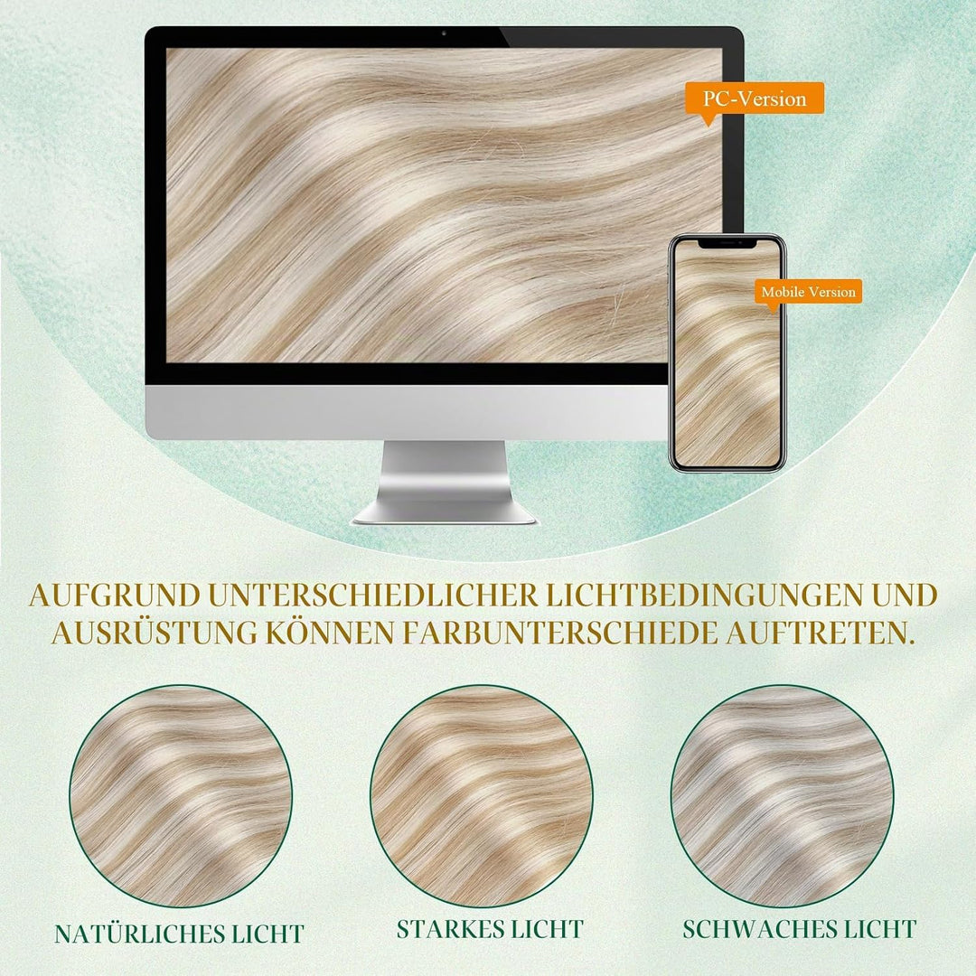 Easyouth Extensions Echthaar mit Draht Blond Haarverlangerung mit Draht Echthaar Remy Secret Wire Ex