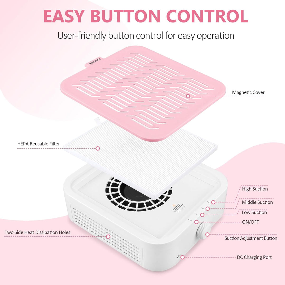 Nagelstaubsauger mit Filter - Professionelle Nail Dust Collector für Anfänger - Einstellbare Staubab