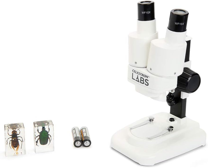 Celestron 44207 CL-S20 Stereo Microscope, 20x Magnification, White Labs CL-S20 Stereo, Labs CL-S20 S