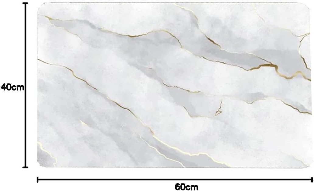 Tobil Badematte rutschfest saugfähig Badvorleger Badezimmerteppich Weiss-001 40x60-60x80 (50x80cm),
