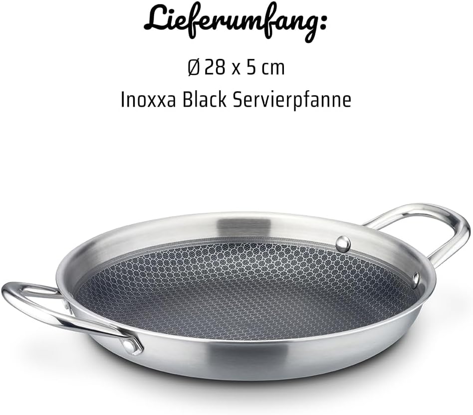 GSW Servierpfanne Innoxa Black, Edelstahlpfanne, Wabenpfanne mit kratzfester Antihaftbeschichtung, B