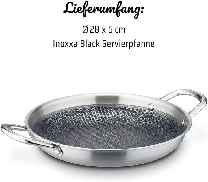 GSW Servierpfanne Innoxa Black, Edelstahlpfanne, Wabenpfanne mit kratzfester Antihaftbeschichtung, B