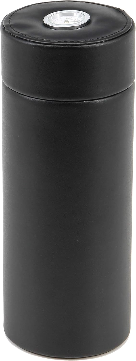 BigSmoke Zigarrenetui Tube aus Leder mit Zedernholz Furnier inklusive Hygrometer und Befeuchter