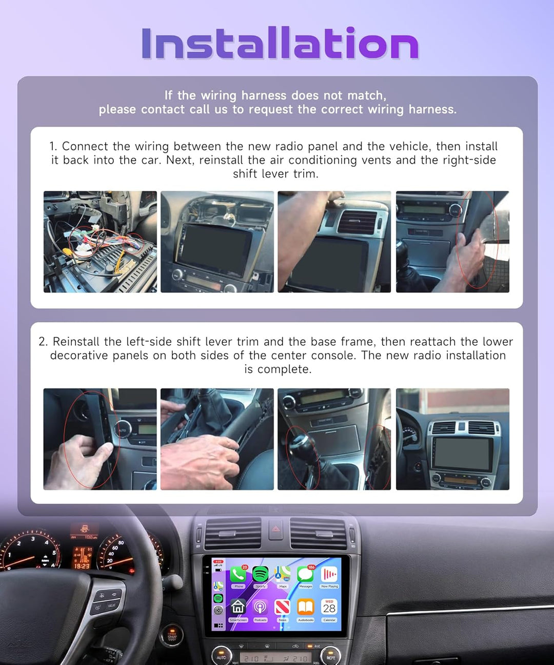 Rimoody 4G+64G Android Autoradio für Toyota Avensis T27 2008-2015 Wireless Carplay Android Auto 9 Zo