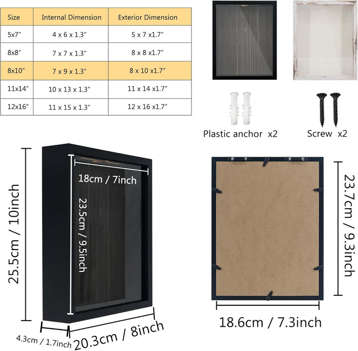 GraduationMall 20x25cm 3D Bilderrahmen für Tickets Shadow Box mit Slot,Rahmen zum Befüllen Speicherb