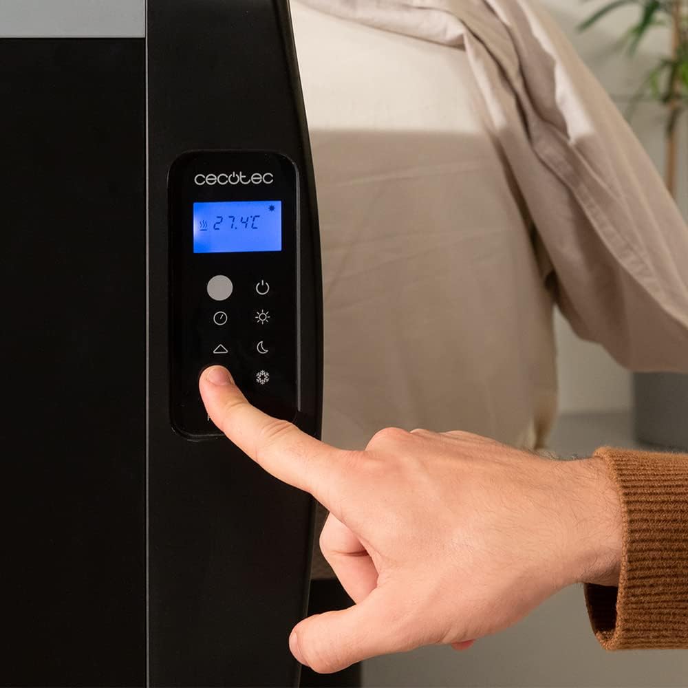 Cecotec Flachheizkörper mit Fernbedienung ReadyWarm 1800 Thermal Black. 8 Heizrippe und 1200 W, LCD-