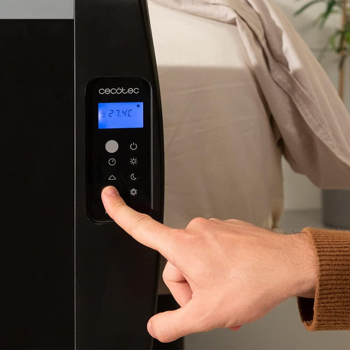 Cecotec Flachheizkörper mit Fernbedienung ReadyWarm 1800 Thermal Black. 8 Heizrippe und 1200 W, LCD-