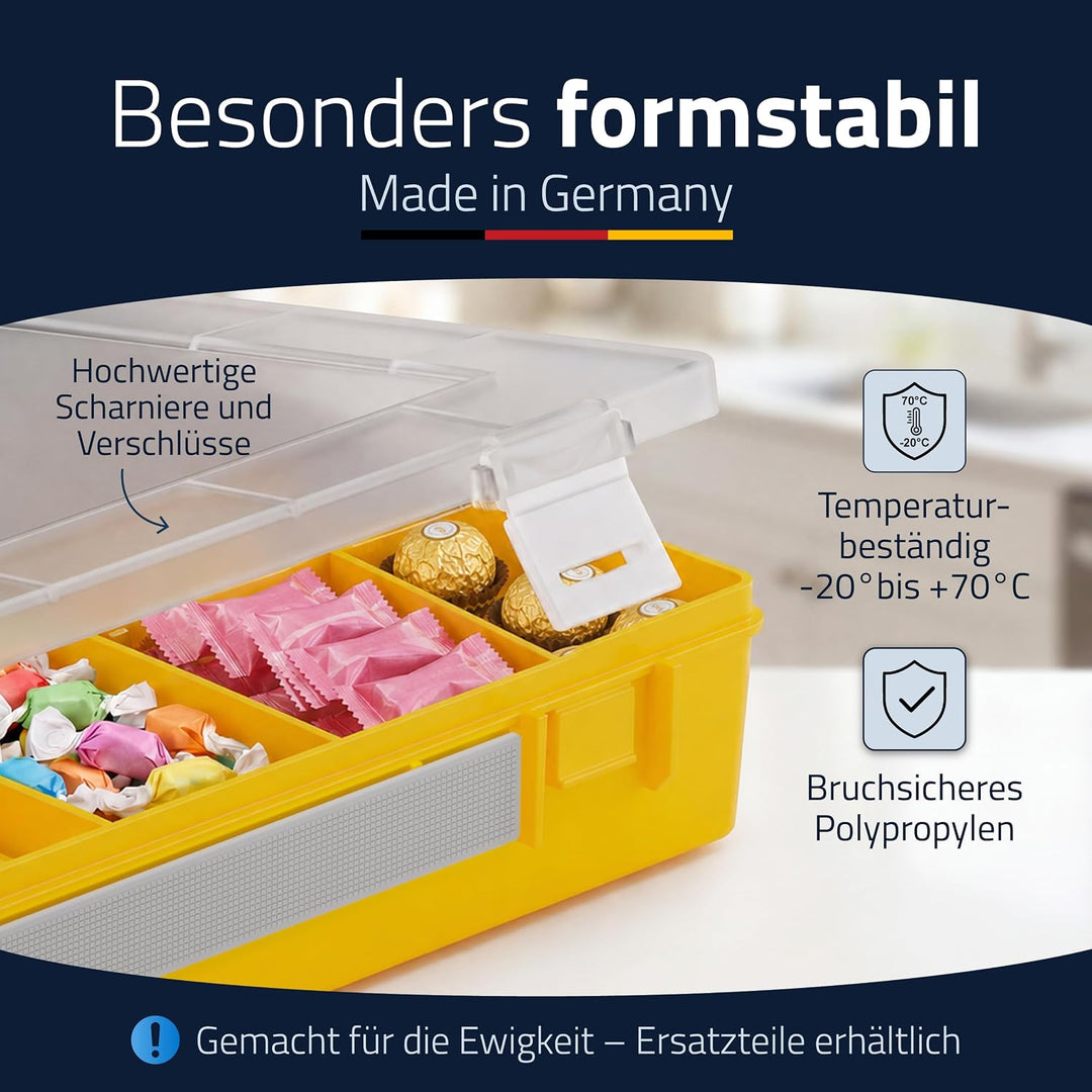 hünersdorff Sortimentskasten PP-Classic mit 12 Fächern | stabile Sortierbox für Schrauben und andere