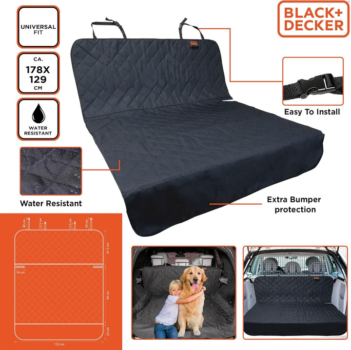 BLACK+DECKER Kofferraumschutzhülle Hund - Universal - rutschfest - wasserabweisend - 178 x 129 cm -