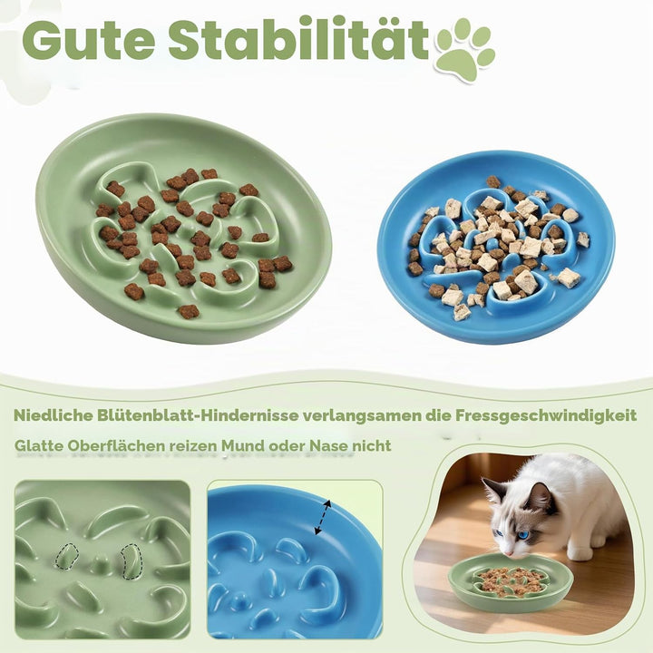 2 Stück Futternapf Katze, Katzennapf Keramik, Schlingnapf Katze, Slow Feeder, Whiskerfreundlicher Ka