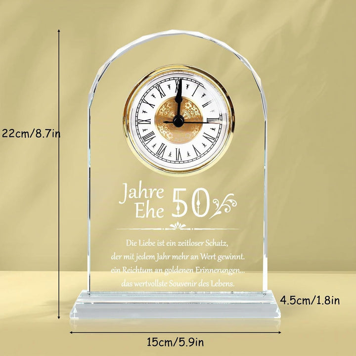 Top-spring Geschenk zum 50. Jahrestag der Hochzeit, Schreibtischuhr als Andenken für Eltern und Gros