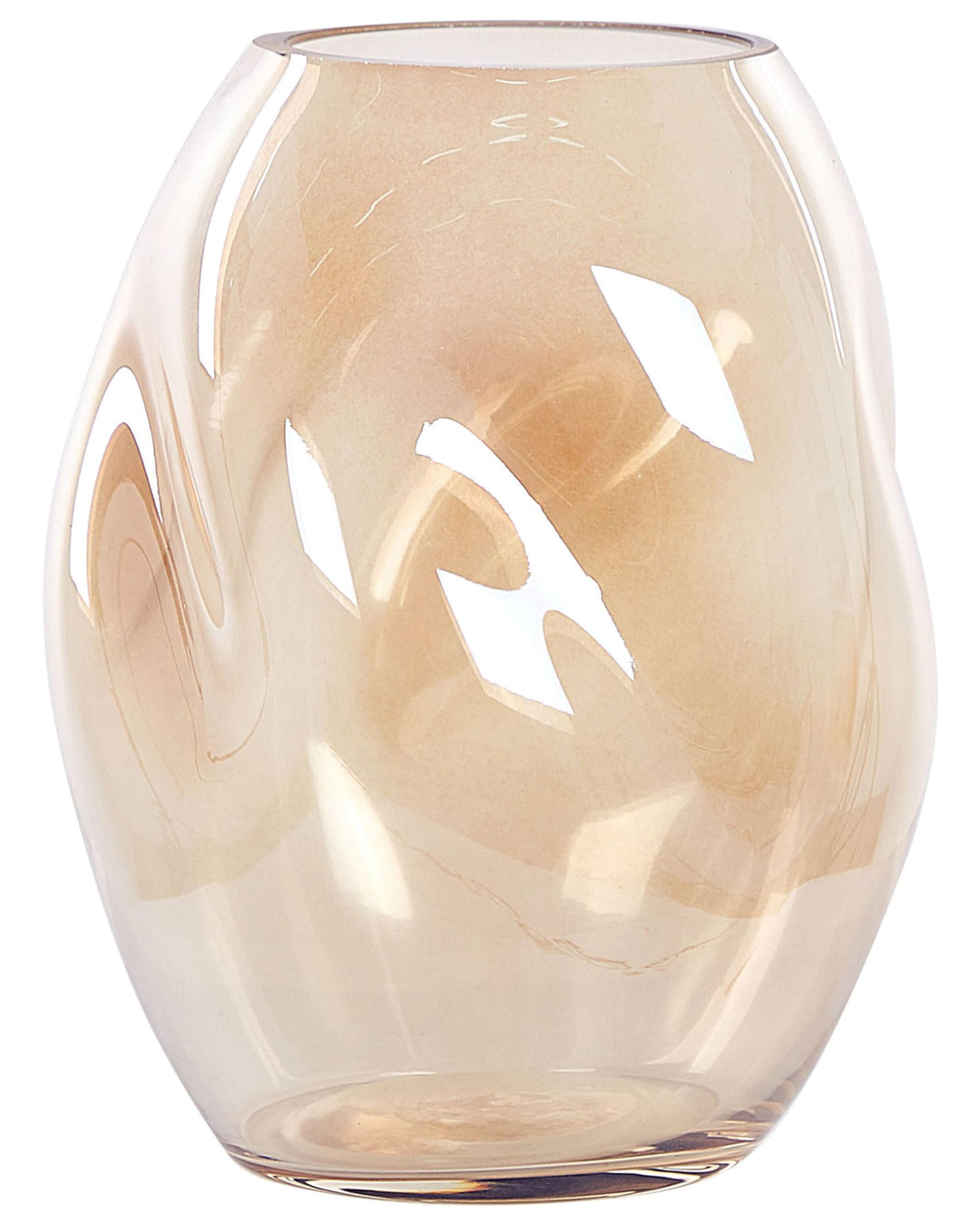 Deko Blumenvase Glas orange 20 cm bauchig geschwungen breite Öffnung Gerakini